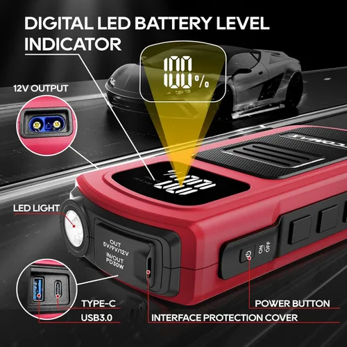 Miniatura 6 de ECOMAX ECA80 - Arrancador de batería de automóvil, 1500 A pico 15000 mAh portátil para arrancador de coche (7L Gas/5L Diesel) con carga rápida