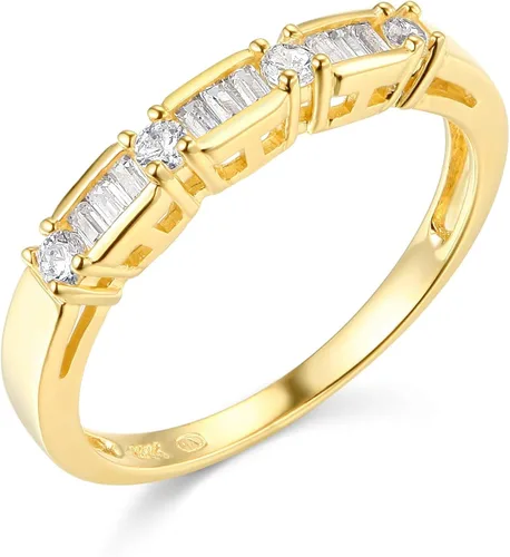 Miniatura 5 de Anillo de compromiso 14K oro SÓLIDO amarillo o blanco y set de 2 unidades de anillos de bodas