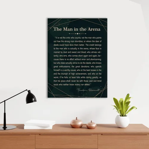 Miniatura 4 de Lienzo enmarcado con cita de Theodore Roosevelt, con texto en inglés "The Man in the Aren", póster con texto inspirador y competitivo del hombre
