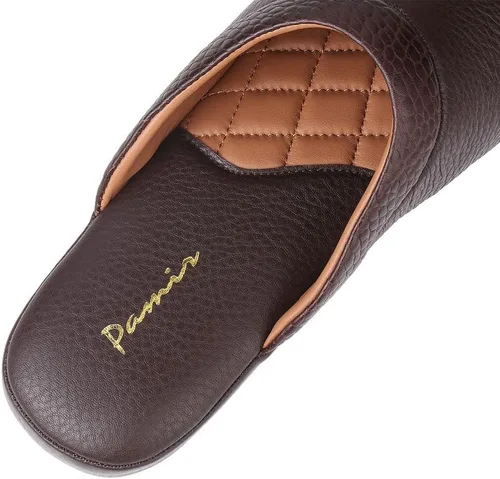 Miniatura 4 de PAMIR Pantuflas de casa de cuero texturizado prémium para hombre con espuma viscoelástica