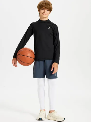 Miniatura 4 de DEVOROPA Leggings de compresión para niños y jóvenes, mallas deportivas con forro polar térmico