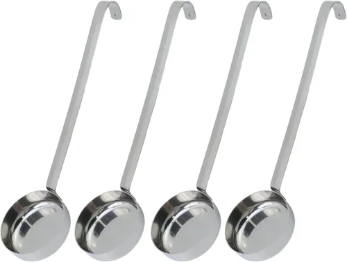 Miniatura 11 de Cucharón de cocina de acero inoxidable 201 de acero inoxidable de 10.55 pulgadas con ganchos y asas largas para remover, porciones y servir sopas