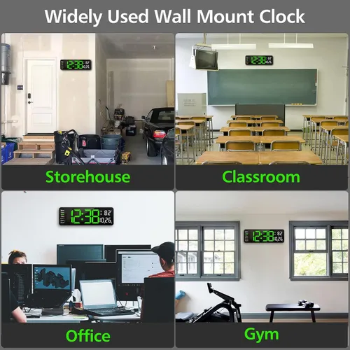 Miniatura 6 de Zgrmbo Reloj de pared digital de 13 pulgadas con control remoto, reloj digital grande con fecha, semana, temperatura, alarma, temporizador, reloj