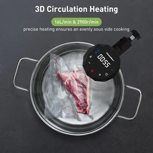 Miniatura 5 de KitchenBoss Wifi Sous Vide Machine: Circulador de inmersión ultrasilencioso Sous Vide Control de aplicación, IPX7 impermeable acero inoxidable 1100W
