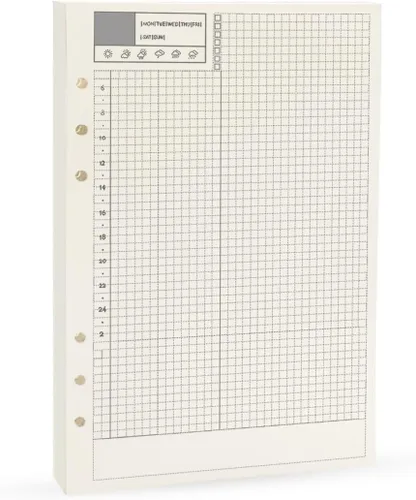Miniatura 18 de Insertos de planificador A5, recargables para repuestos Filofax, arphia, 6 anillas, puntos, líneas, cuadrículas, lisos, 80 hojas/160 páginas para un