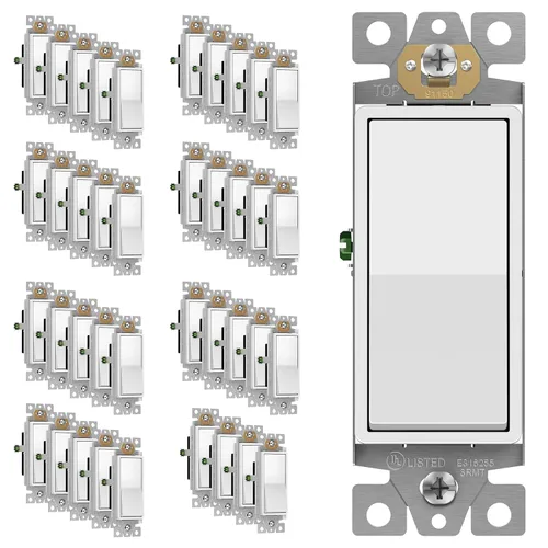 Miniatura 47 de ENERLITES Decorator Paddle Rocker Interruptor de luz, acabado brillante, un solo polo, 3 cables, tornillo de tierra, grado residencial, 15 A, 120