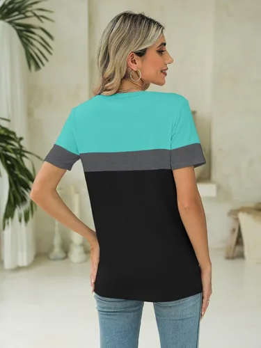 Miniatura 4 de Minetom Camisetas de manga corta con cuello en V para mujer, camisetas casuales de verano