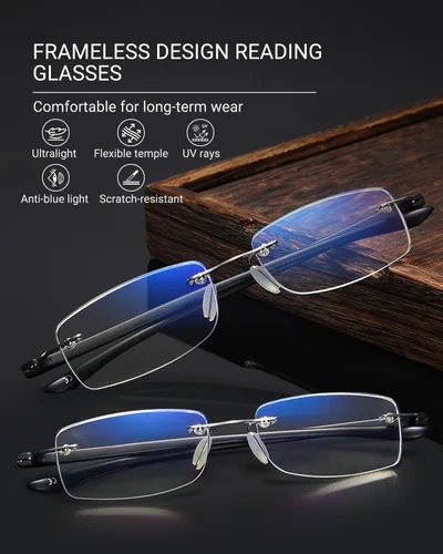 Miniatura 4 de TERAISE Anteojos de lectura sin montura para hombres y mujeres, lentes de lectura con bloqueo de luz azul, ultraligeros sin marco, para hombres