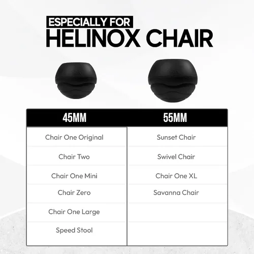 Miniatura 7 de Patas de goma estabilizadoras para silla de campamento Helinox – Tapa duradera para patas de silla de exterior, ayuda a la estabilidad en Negro