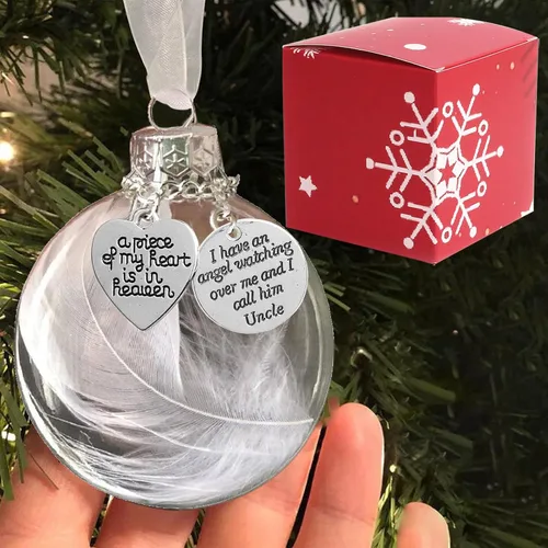 Miniatura 13 de Adorno conmemorativo de Navidad transparente, bola de plumas, A Piece of My Heart is in Heaven, Loss of Loved One Aunt Christmas Tree Hanging Pendan
