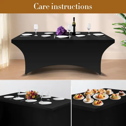 Miniatura 3 de Paquete de 6 manteles de elastano, manteles de elastano elásticos de 6 pies para mesas de 6 pies, mantel elástico rectangular universal ajustable
