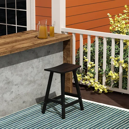 Miniatura 2 de HDPE Laguna Contempo - Taburete de silla de montar de 24 pulgadas, color negro