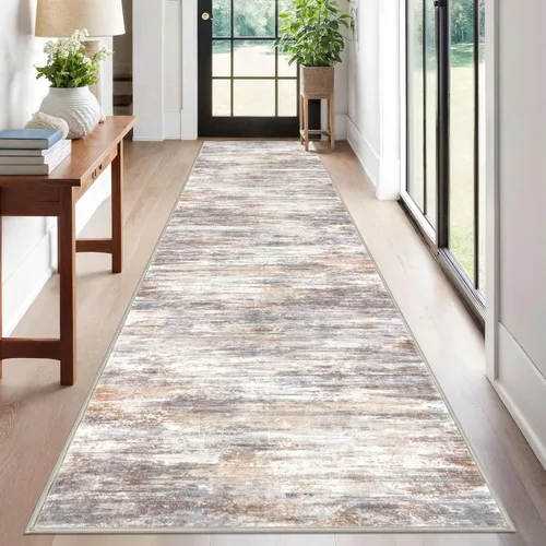 Miniatura 186 de KOZYFLY – Alfombra de pasillo moderna y lavable de diseño abstracto verde, 2 x 5 pies, antideslizante, suave y de pelo corto, ideal para cocina