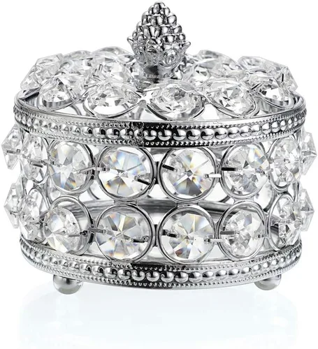 Hipiwe Joyero con espejo de cristal, caja organizadora de joyas, decoración del hogar, anillos, aretes, collar, soporte de almacenamiento, caja de