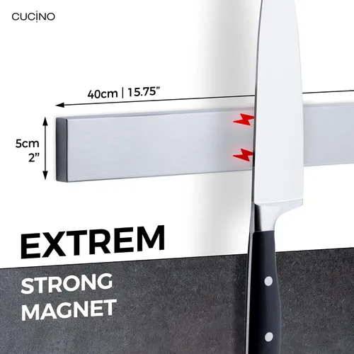 Miniatura 5 de Tira magnética para cuchillos para refrigerador, soporte magnético de acero para cuchillos para refrigerador