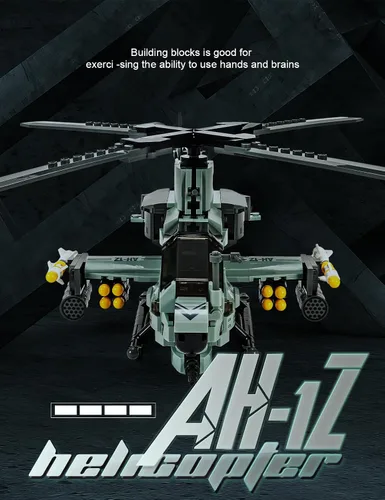 Miniatura 3 de SEMKY Serie Militar AH-1Z Helicóptero Little Birds Juego de Bloques de Construcción de la Fuerza Aérea (597 Piezas) - Juguetes de Construcción