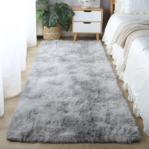Miniatura 2 de CAIYUECS Alfombra peluda para sala de estar: Alfombras de felpa ultra suaves para el dormitorio y la sala de estar, antideslizante, moderna, Gris