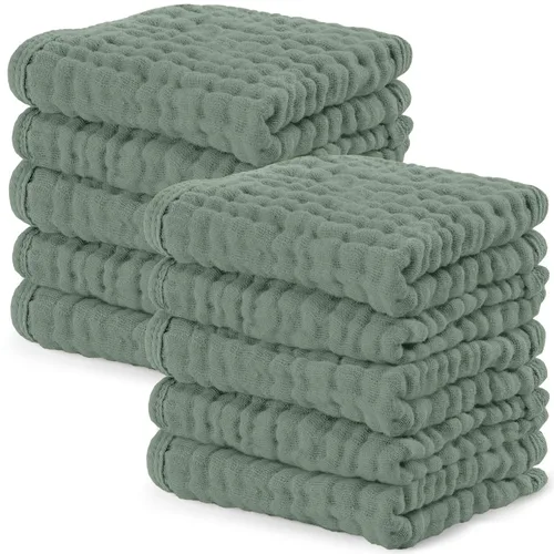 Comfy Cubs Paquete de 10 paños de muselina para bebé, paños suaves de algodón de 6 capas para pieles sensibles, 10 x 10 pulgadas, grandes, suaves y