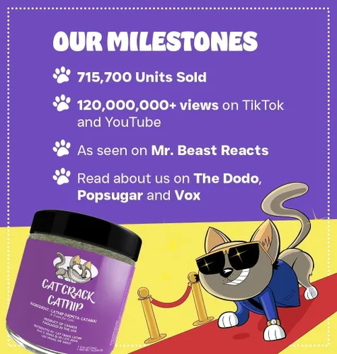 Miniatura 5 de Cat Crack Hierba gatera orgánica, mezcla orgánica 100% natural que energiza y excita a los gatos, golosinas seguras de hierba gatera utilizadas