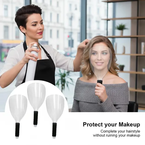 Miniatura 6 de Protector facial para laca para el cabello, paquete de 3 protectores faciales reutilizables para peluquería y maquillaje (transparente)
