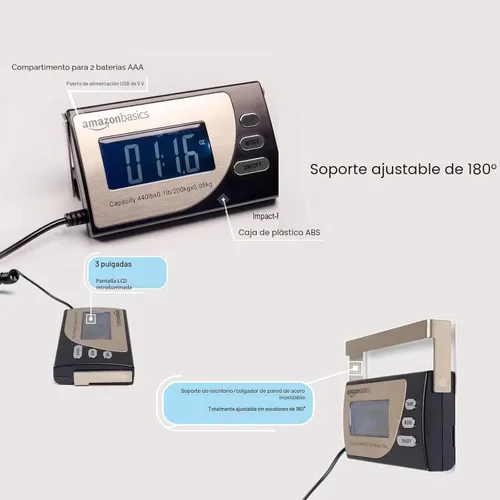 Miniatura 3 de Amazon Basics Báscula postal digital, resistente, plataforma de aluminio, capacidad de 440 libras, legibilidad de 1 onza, color negro