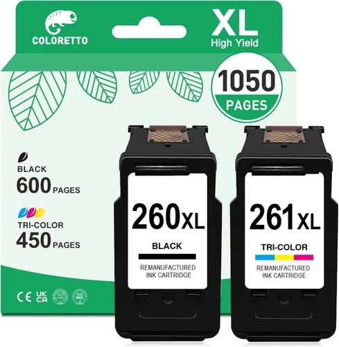 Miniatura 10 de COLORETTO PG-260XL - Cartuchos de tinta negra de repuesto compatibles con TS6420a TR7020a TS6420 TR7020 TR7022a TS5320 para Canon 260 cartucho