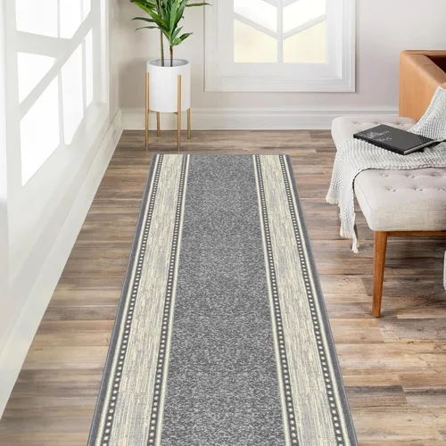 Miniatura 13 de Kapaqua Alfombra antideslizante de tamaño personalizado, color marrón, dorado, beige, con parte trasera de goma, para pasillo, 22 pulgadas de ancho