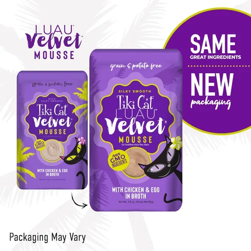 Miniatura 4 de Tiki Cat Luau Velvet Mousse, pollo y huevo en caldo, nutrición completa para una dieta equilibrada, comida húmeda para gatos para todas las etapas