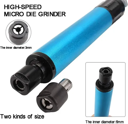 Miniatura 5 de SI FANG Kit de amoladora neumática con pinzas de 1/8 '' y 1/4 '' 0.118 in 0.236 in, 35000 RPM, herramienta de grabado, pulidora de lápiz