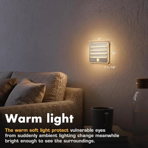 Miniatura 4 de EverBrite Luces nocturnas con sensor de movimiento, luz LED suave y cálida, funciona con pilas, luz nocturna autoadhesiva para dormitorio, baño