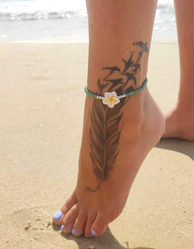 Miniatura 3 de Boho Beaded Anklet for Women and Teen Girls, Unique Bohemian Turquoise and Sterling Silver Beaded Anklet with Hawaii Hawaiian Plumeria Flower