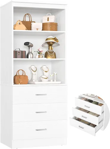 Aheaplus Sistema de cajones de armario de 23.6 pulgadas, sistema organizador de armario de madera con 3 cajones, unidad de almacenamiento modular