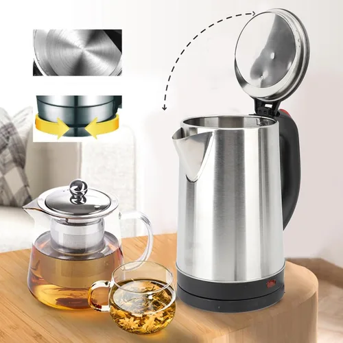 Miniatura 2 de Tetera eléctrica, hervidor eléctrico de acero inoxidable 304 de 2.5 L, caldera de agua de ebullición rápida con apagado automático, base giratoria