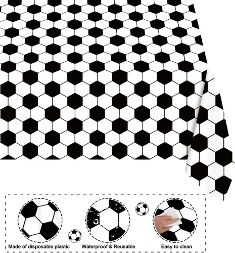 Miniatura 4 de Smilelife Paquete de 4 manteles de fútbol desechables para fiesta de fútbol, decoraciones de cumpleaños, suministros de fiesta, 54 x 108 pulgadas