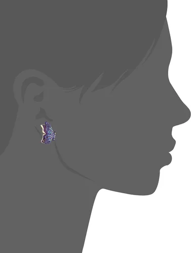 Miniatura 3 de Betsey Johnson Pave Butterfly Stud Pendientes, Metal Vidrio