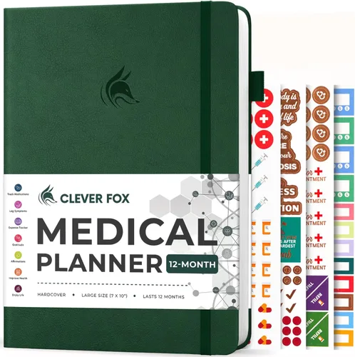 Miniatura 11 de Clever Fox Agenda médica grande de 12 meses – Cuaderno médico, diario de salud, diario de bienestar para rastrear la salud – 12 meses, 7 x 10.5