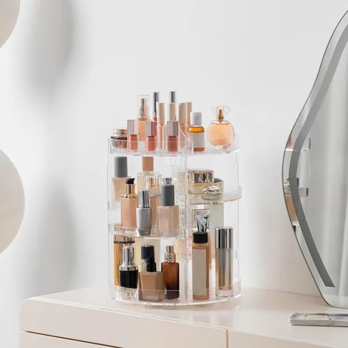 Miniatura 2 de HBlife Organizador de maquillaje giratorio 360º de talla grande, carrusel ajustable de gran capacidad, organizador giratorio de perfumes