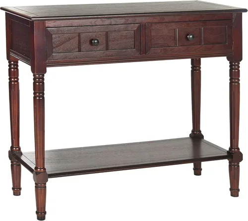 Miniatura 11 de SAFAVIEH Muebles Samantha - Mesa consola de 2 cajones - Camel - Madera maciza - Diseño clásico de almacenamiento - Ideal para entrada, sala