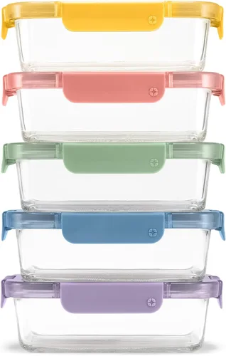 Miniatura 11 de Ello Color Lock 8PC Mixed Glass Food Storage Sets, Leak-Proof Glass Food Storage Containers 2 Copas: Festival