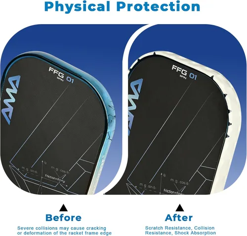 Miniatura 158 de PICKLETECH Cinta de protección de pala de pickleball – Protector de borde de cabeza de paleta – Cinta de protección de borde de raqueta ajuste gris