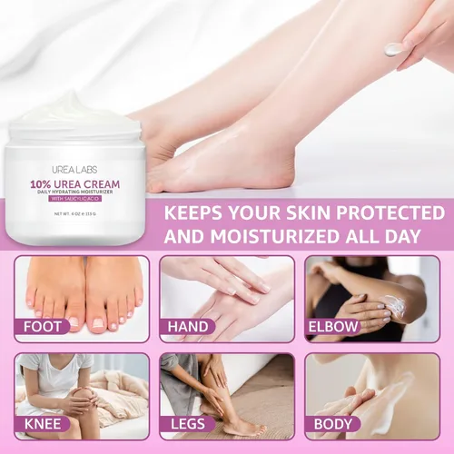 Miniatura 3 de Crema 10% de urea con aloe vera, aceite de jojoba y ácido salicílico, 5.1 fl oz hidratante para manos, pies, cara y cuerpo secas y agrietadas