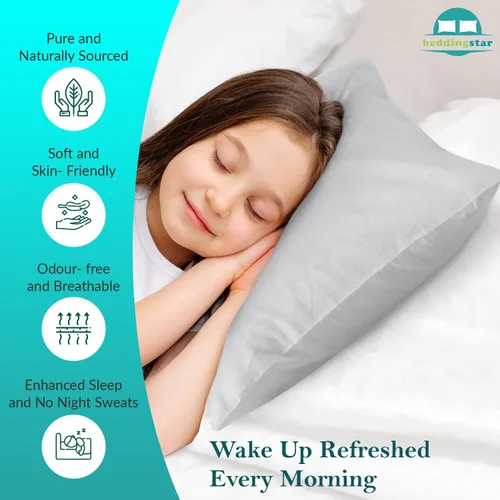 Miniatura 4 de Juego de 2 fundas de almohada juveniles de 16 x 22 pulgadas, fundas de almohada de viaje para niños, cierre de sobre, 600 hilos, 100% algodón Gris