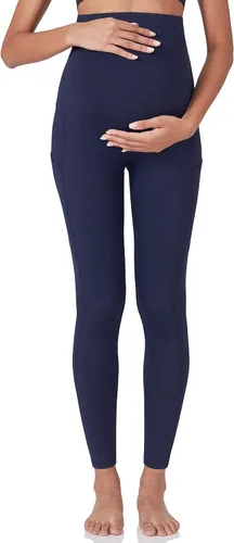 Miniatura 6 de POSHDIVAH Leggings de entrenamiento de maternidad para mujer sobre el vientre, pantalones de yoga con bolsillos, ropa deportiva suave, pantalones