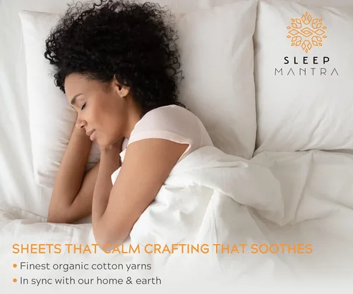 Miniatura 9 de Sleep Mantra juego de sábanas Premium de 100% algodón orgánico para cama Twin XL - tejido de percal suave y refrescante - juego de ropa de cama de 4