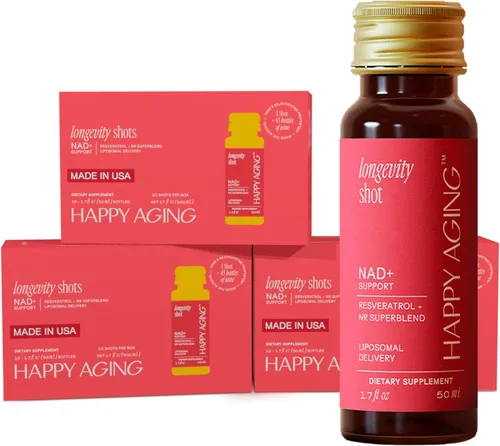 Happy Aging Suplemento líquido de resveratrol NAD+, alternativa NMN, ribósido liposomal de nicotinamida y antioxidantes para apoyo energético, salud