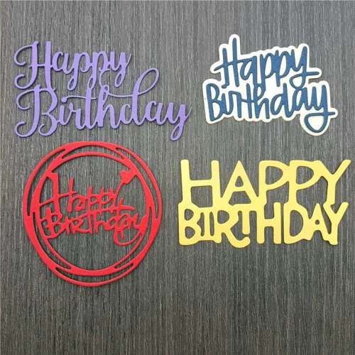 Miniatura 5 de Katutude Troqueles de feliz cumpleaños para hacer tarjetas, troqueles de corte para álbumes de recortes, letras de metal troqueladas en relieve