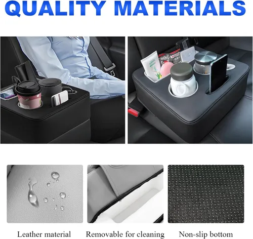 Miniatura 3 de Kewucn Organizador de asiento trasero de automóvil, bolsillo de cuero para sofá, almohada impermeable para almacenar bebidas y aperitivos, soporte