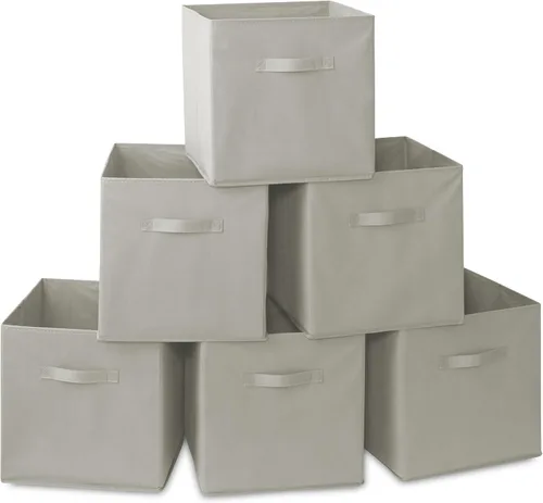 Miniatura 11 de Casafield juego de 6 cubos de almacenamiento plegables de tela, canastas de tela plegables de 11 pulgadas, para estantes, cubos organizadores