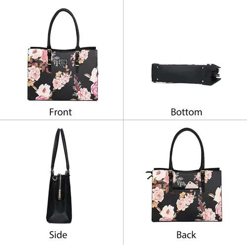 Miniatura 4 de MOSISO Bolsa de mano para laptop para mujer, 15-16 pulgadas, compatible con MacBook Air 15/Pro 16, HP Dell Acer Asus, Peony impermeable, maletín