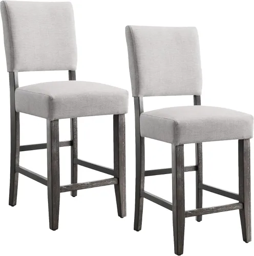 Miniatura 13 de Leick Home Calton Taburete de mostrador, con asiento giratorio, para cocina o comedor, piel sintética negra y piedra gris, paquete de 2, 10118GS/BL